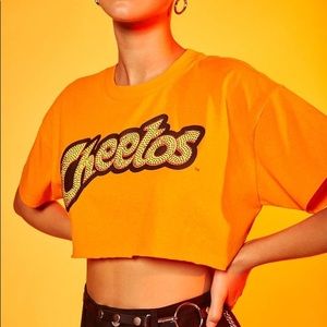 Cheetos cropped t with rhinestones and hang tag